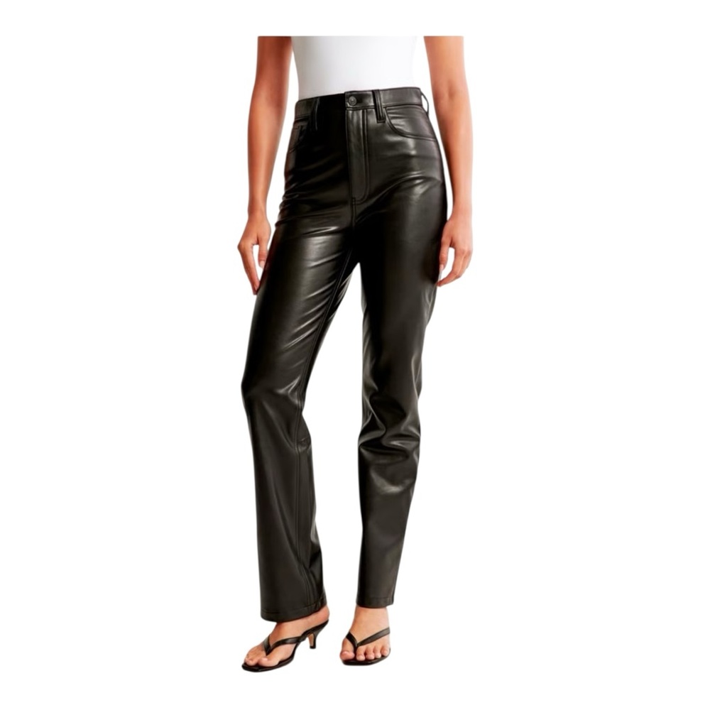 Abercrombie & Fitch Vegan Leather The Ankle Straight Ultra High Rise Pants